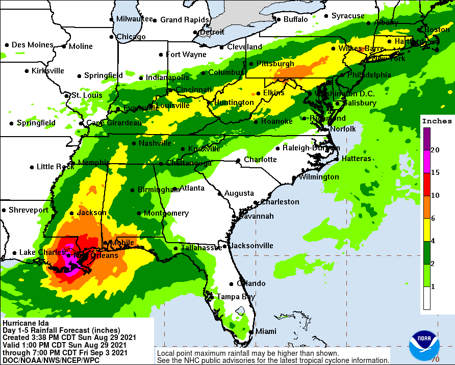 Hurricane IDA Rainfall Potential