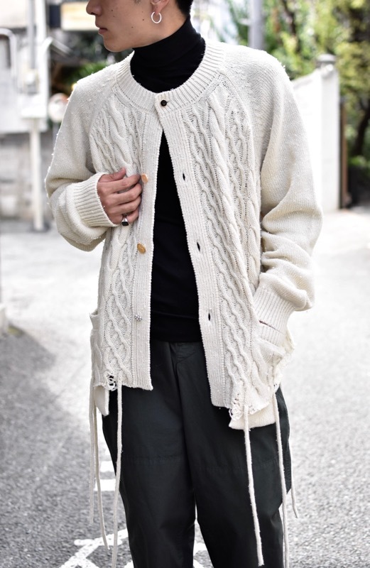 doublet RECYCLE WOOL CABLE CARDIGAN