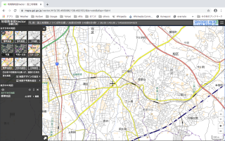 水域図の作り方1：「地理院地図vector」を開き、該当地域を表示させる