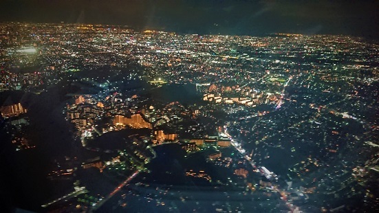 空から見た大阪の夜景