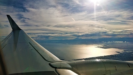 航空機から富士山